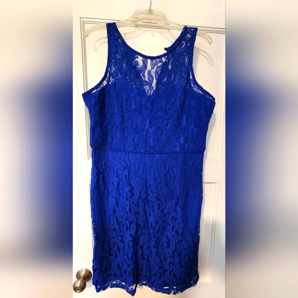 MARINA Royal Blue Lace Mini Dress